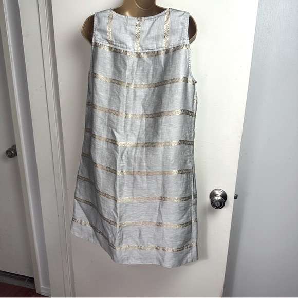 Studio 412 Grayish Metallic Gold Artsy Striped Detail Sleeveless Dress NWOT S - Picture 4 of 16
